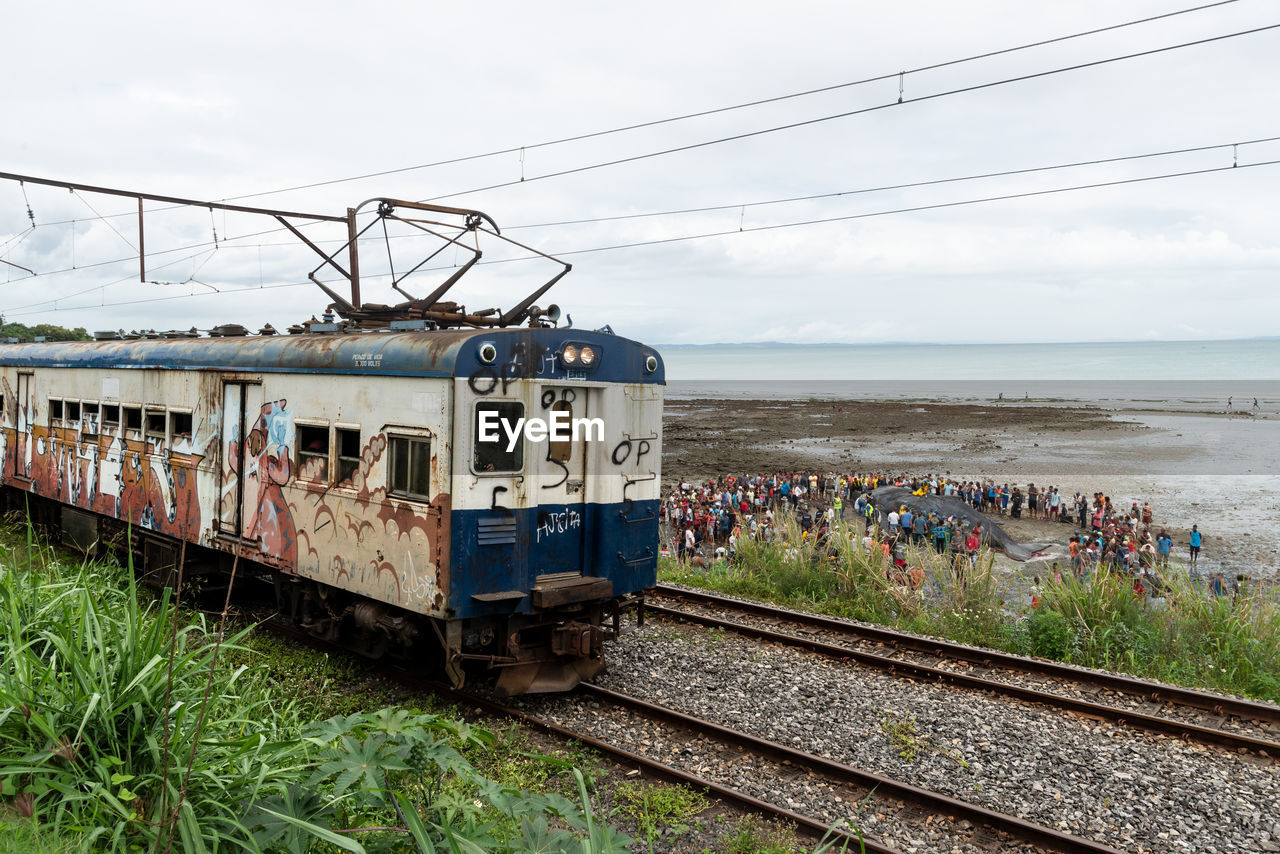 Suburban passenger train is seen in the coutos neighborhood in the city of salvador, bahia.