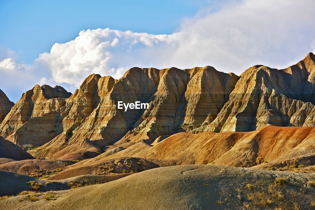 Panoramic view of rocky mountains against sky