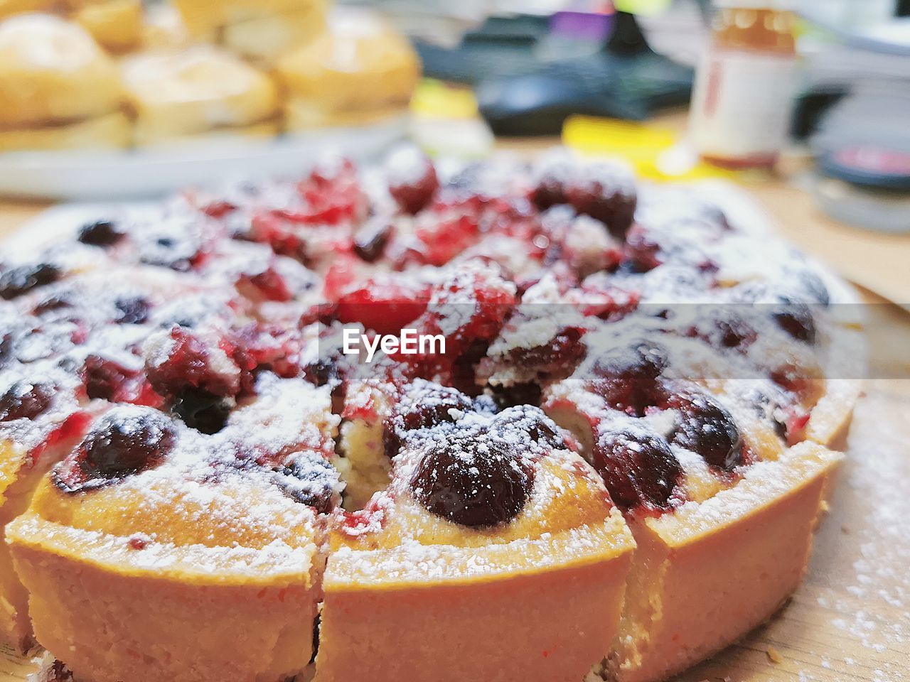 Close-up of mix berry cake