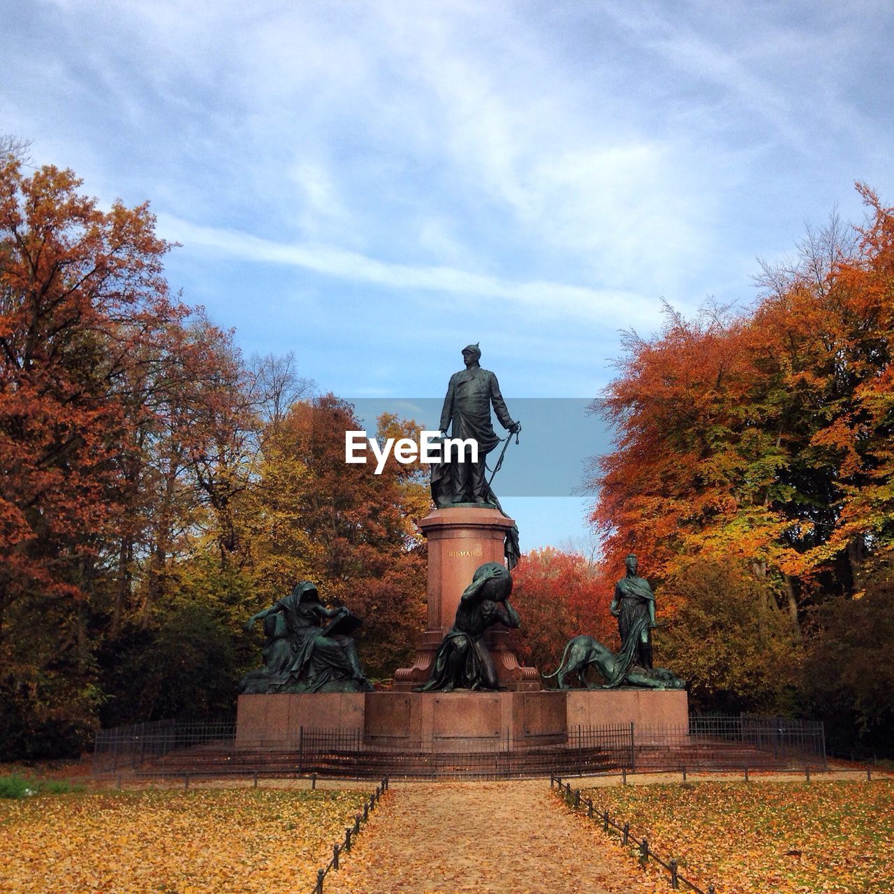 View of statues against trees