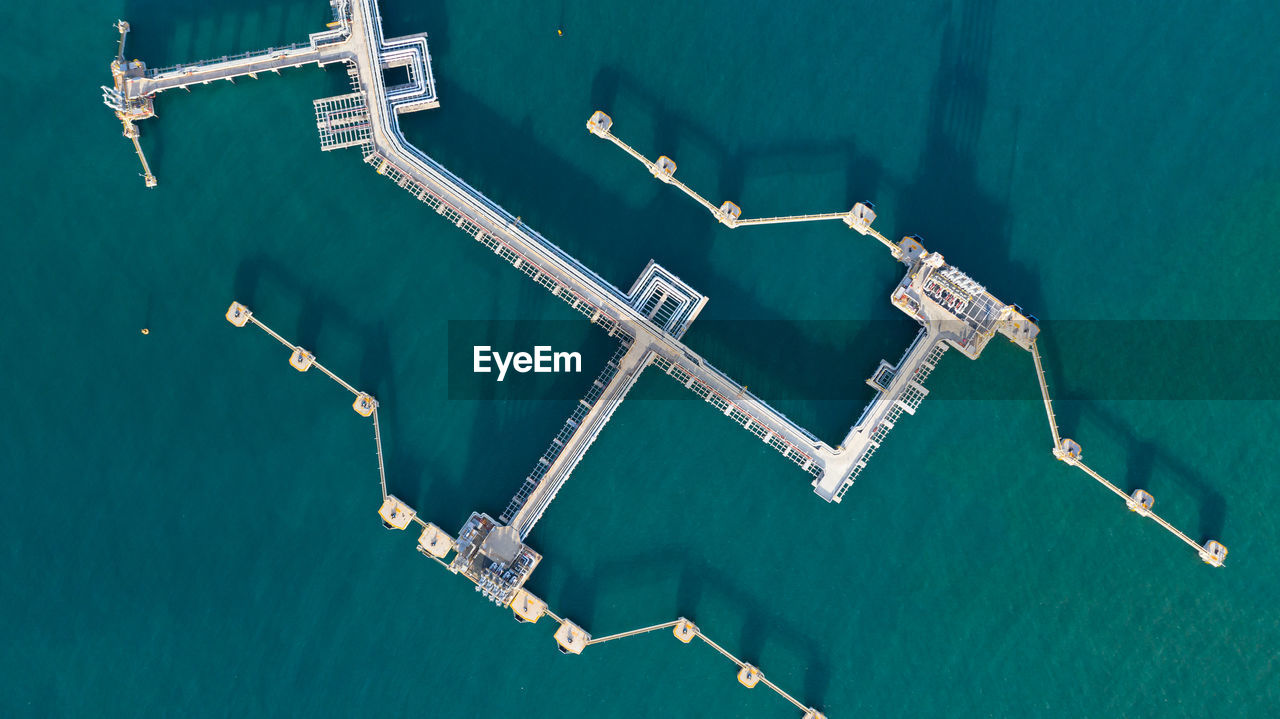 High angle view of pier over sea
