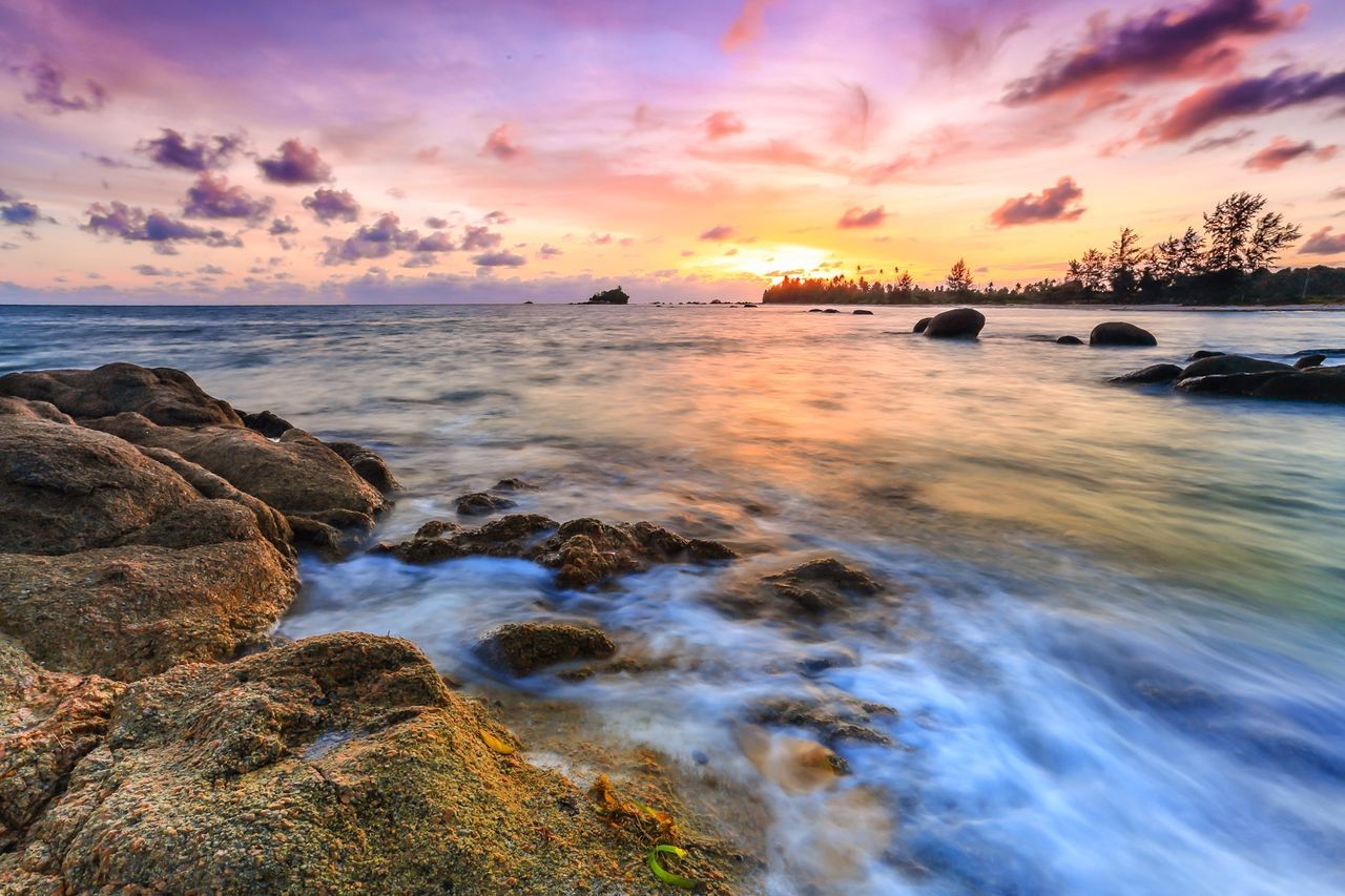 Scenic view of sea against cloudy sky