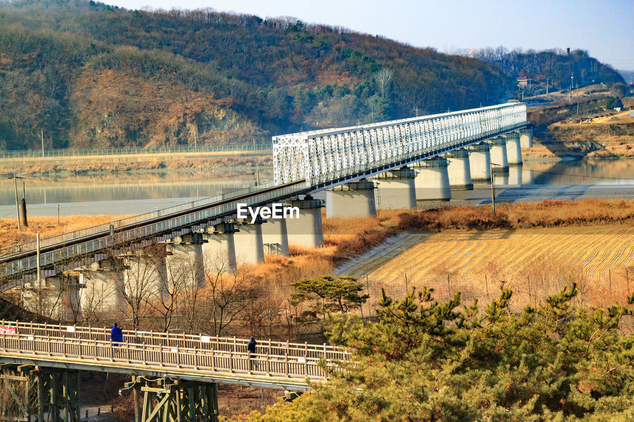 VIEW OF BRIDGE OVER RIVER AGAINST SKY