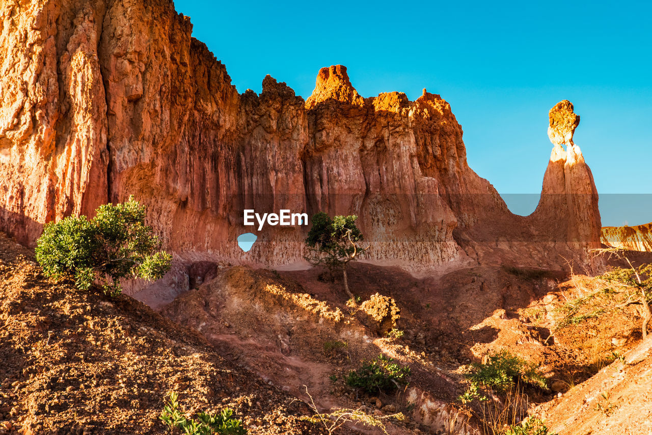 Rock formations at marafa depression - hell's kitchen at sunset in malindi, kilifi county, kenya