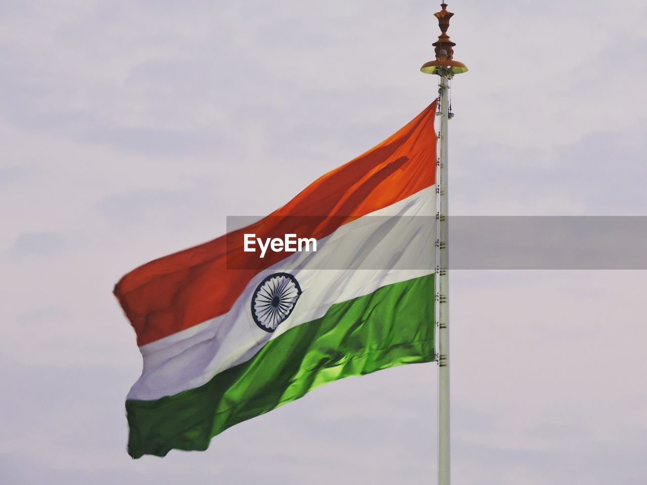 Close-up of indian flag against sky