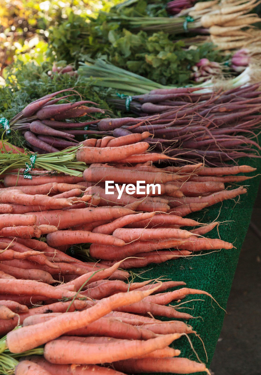 Close-up of various vegetables for sale in market