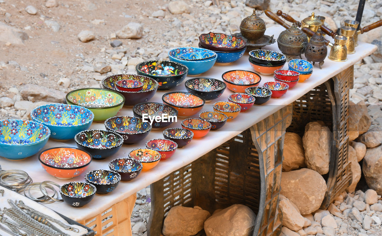 HIGH ANGLE VIEW OF CANDIES FOR SALE