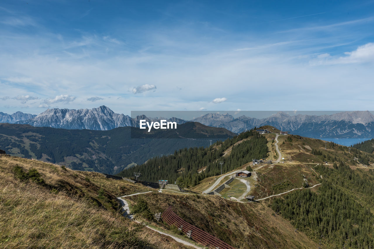 Scenic view of mountains against sky