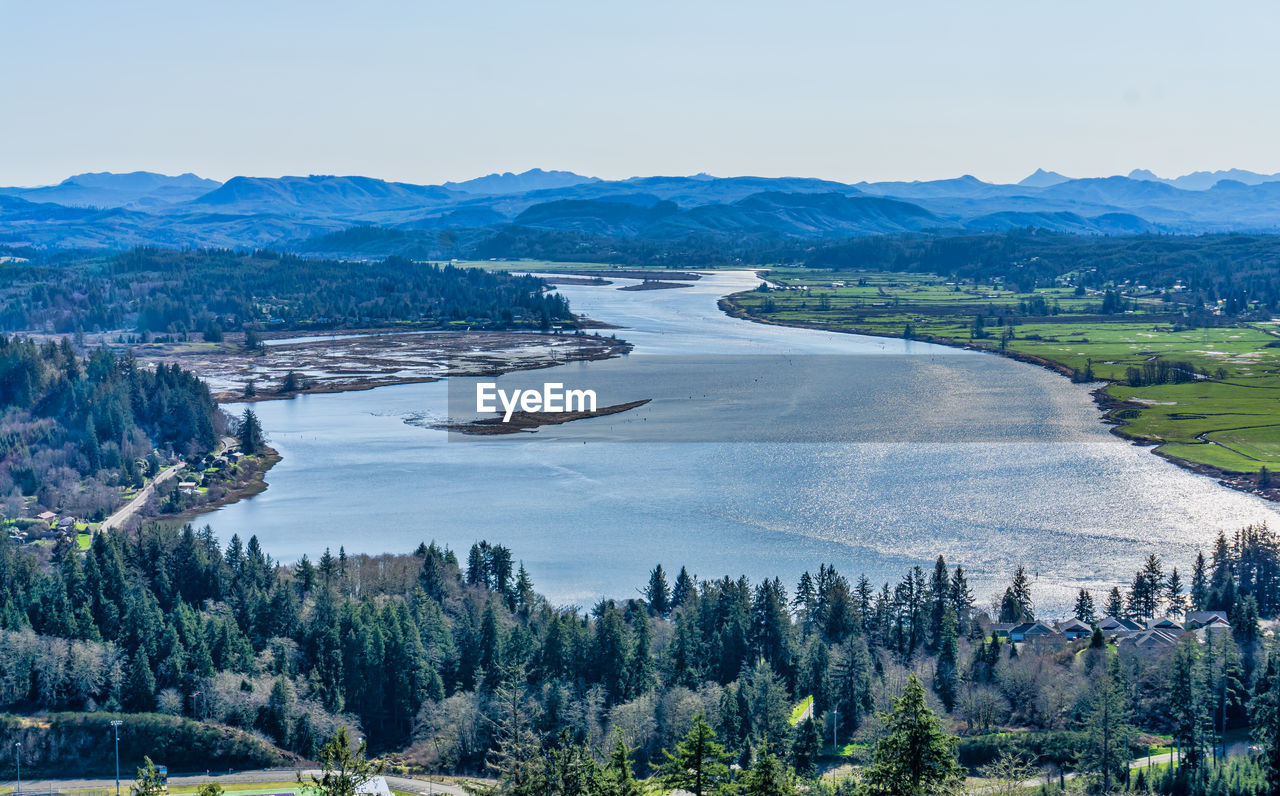 High angle view of lake against sky