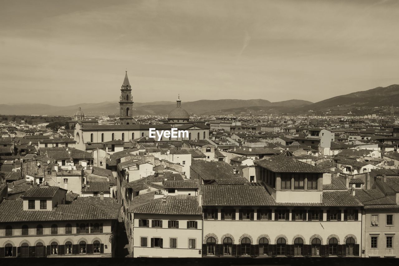 View over the oltrarno district of florence, italy, looking west towards the church of santo spirito 