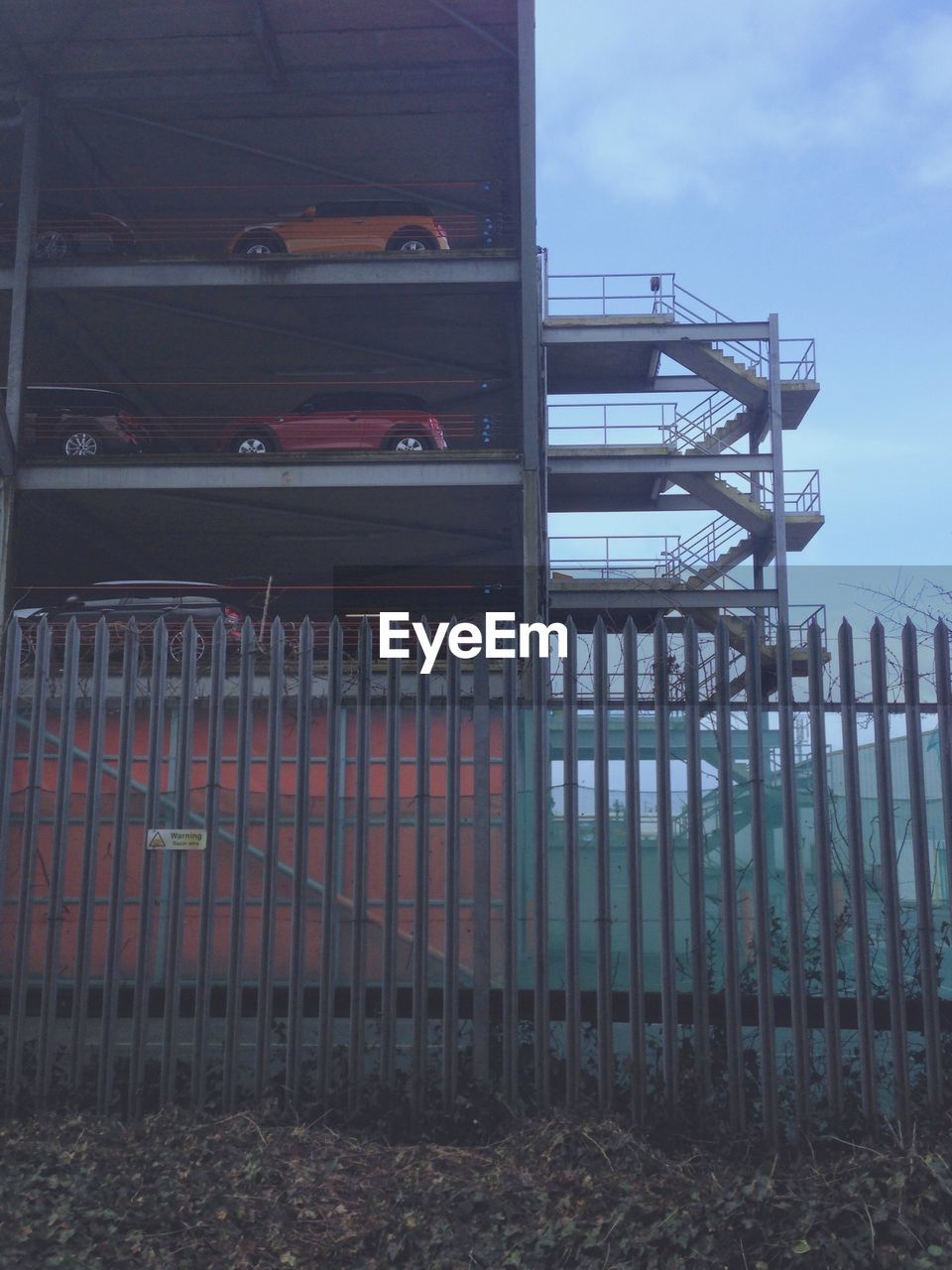 Low angle view of cars in parking garage