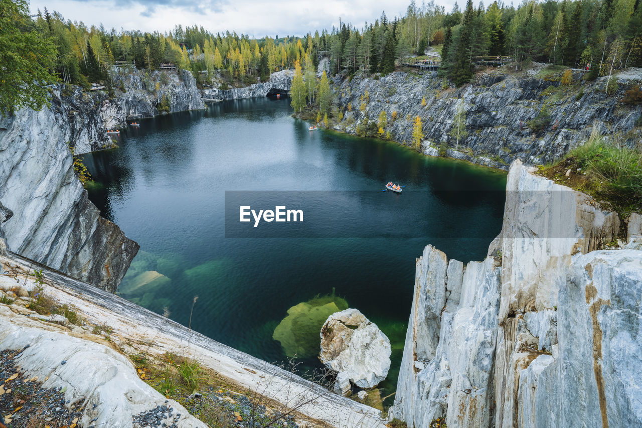 Marble canyon in the mountain park of ruskeala, karelia, russia