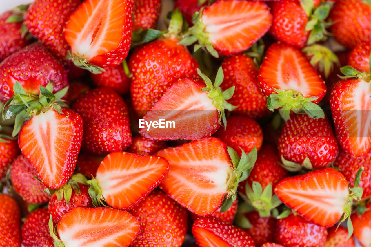 full frame shot of strawberries for sale