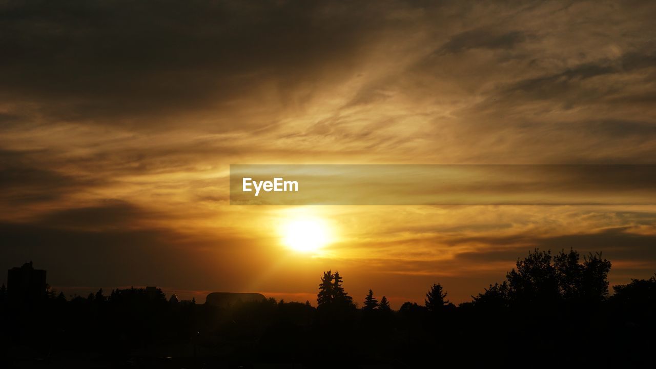 SCENIC VIEW OF SUNSET OVER SILHOUETTE TREES