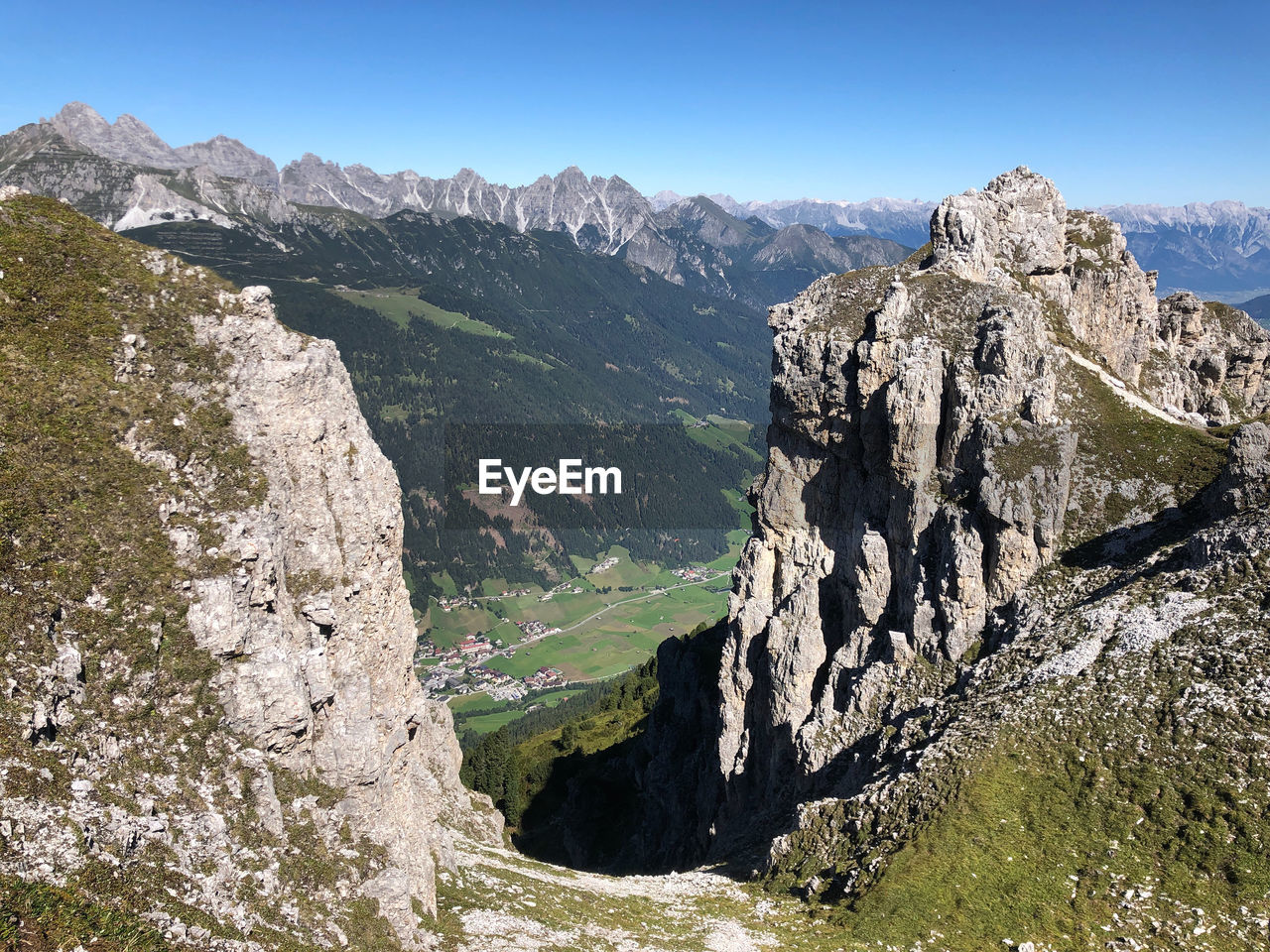 Scenic view of rocky mountains against sky