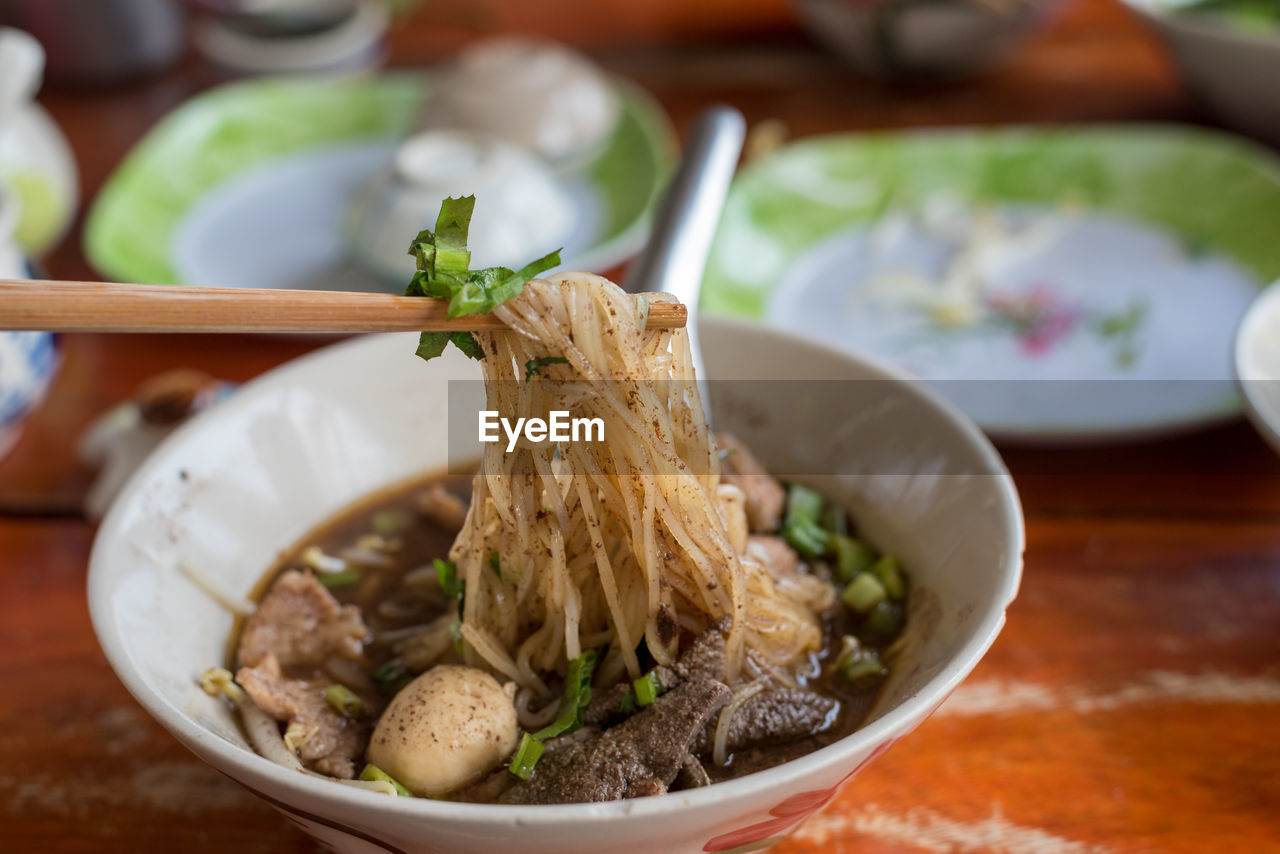 Close-up of food in bowl on table