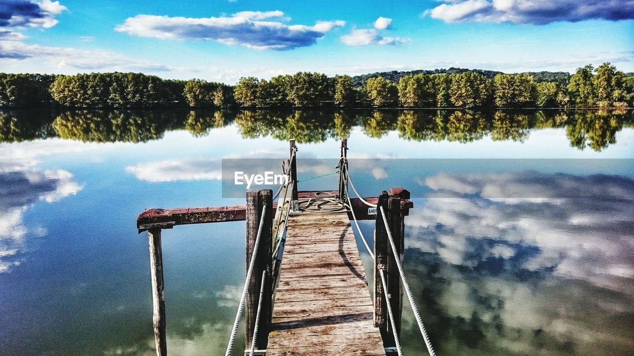 Scenic view of calm lake against sky