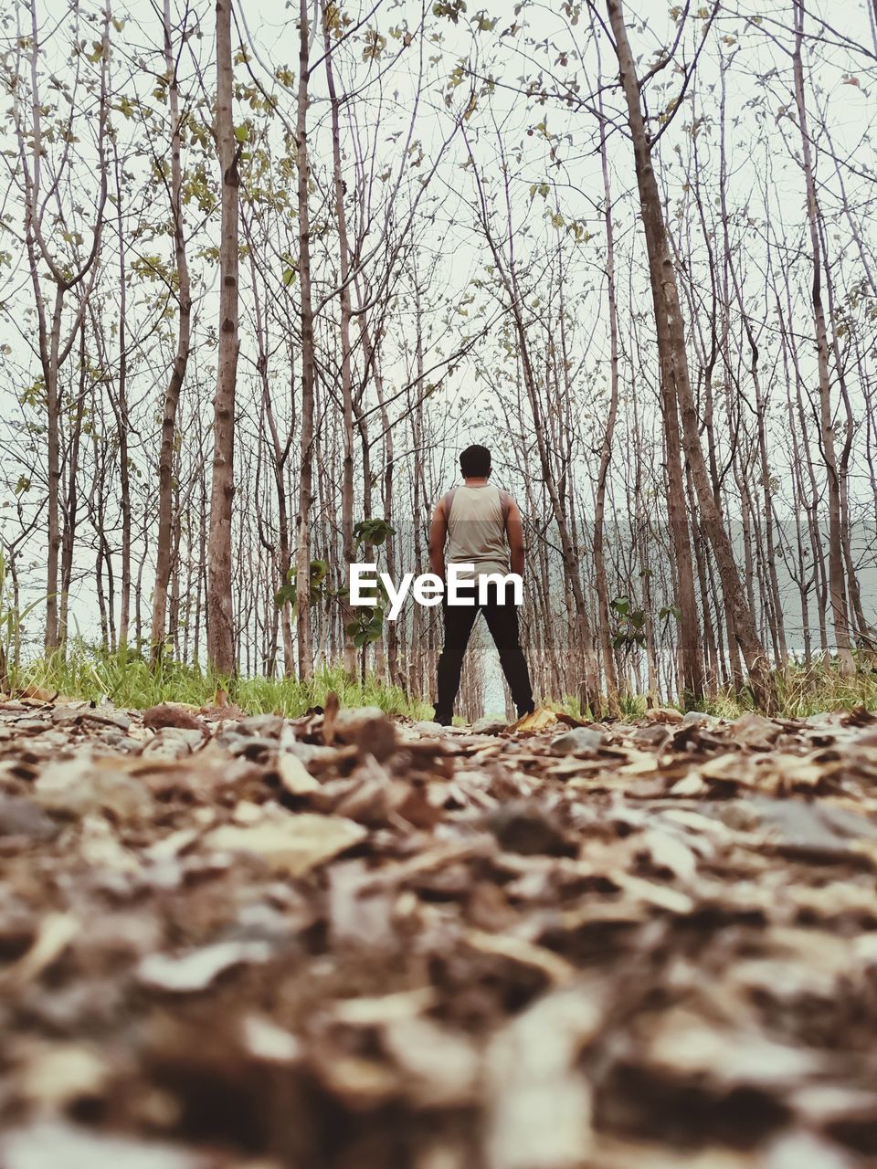 FULL LENGTH REAR VIEW OF MAN STANDING ON GROUND