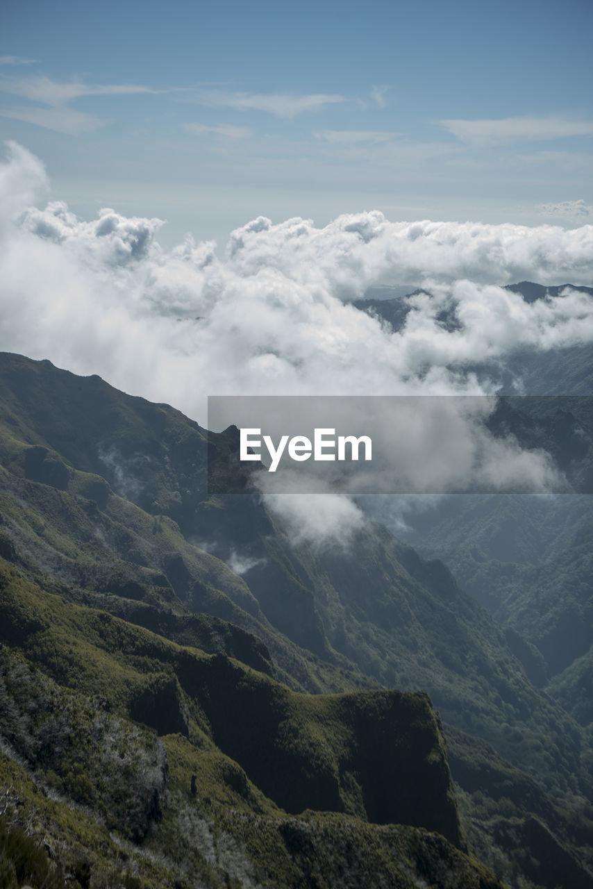 Scenic view of mountains against sky