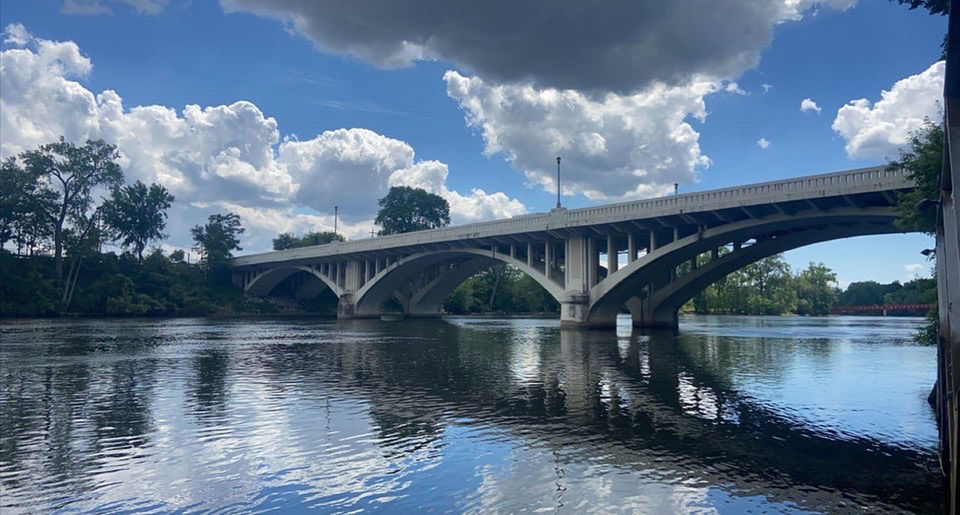 bridge, water, architecture, built structure, sky, reflection, cloud, nature, river, transportation, arch, arch bridge, tree, environment, no people, landscape, city, travel destinations, plant, blue, outdoors, travel, scenics - nature, tranquility, beauty in nature, day
