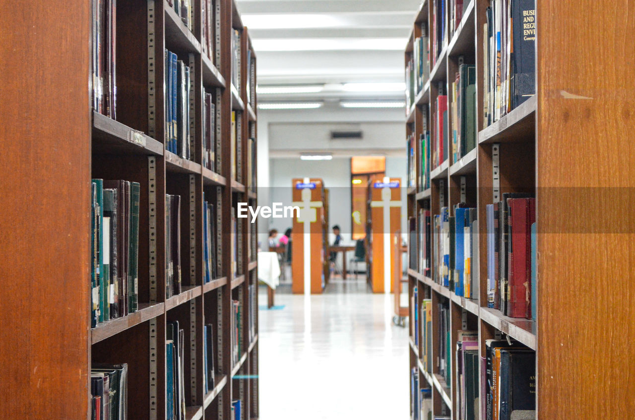 Row of books in library