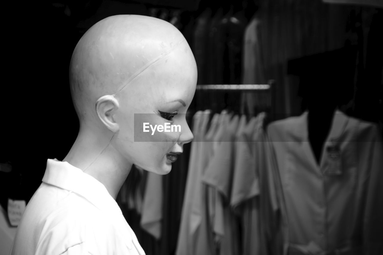 Close-up of mannequin at store