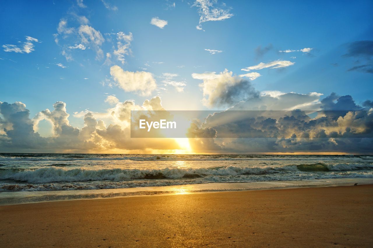 SCENIC VIEW OF BEACH DURING SUNSET