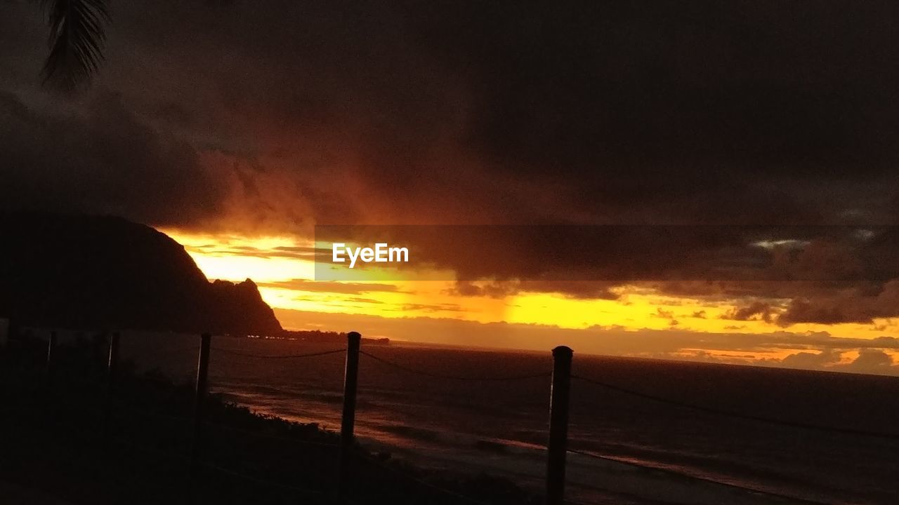 SILHOUETTE OF LANDSCAPE AGAINST CLOUDY SKY