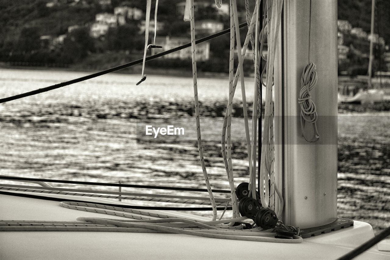 Cropped image of boat on sea