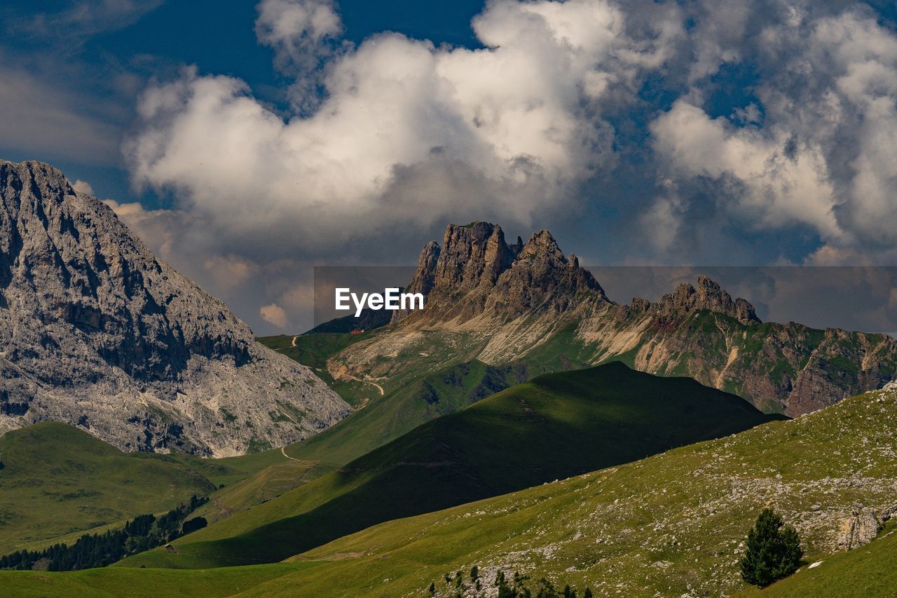 Panoramic view of landscape and mountains against sky