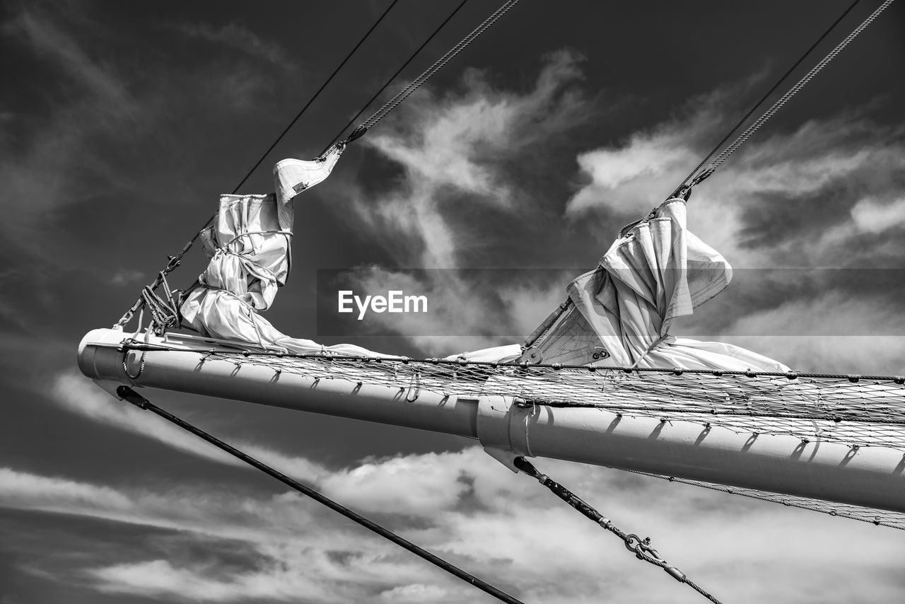 Low angle view of sailboat against sky