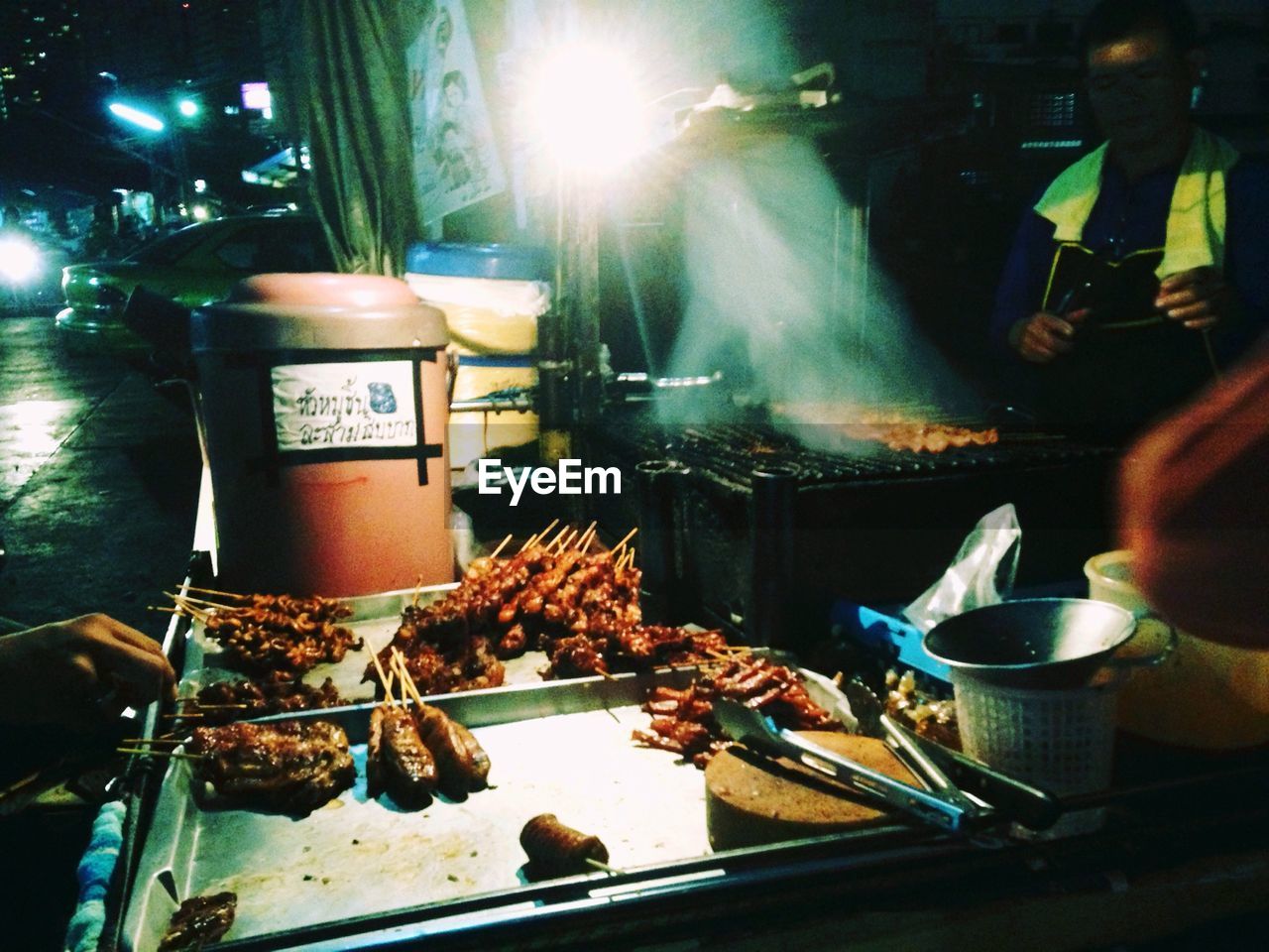 Prepared meat for sale at market stall