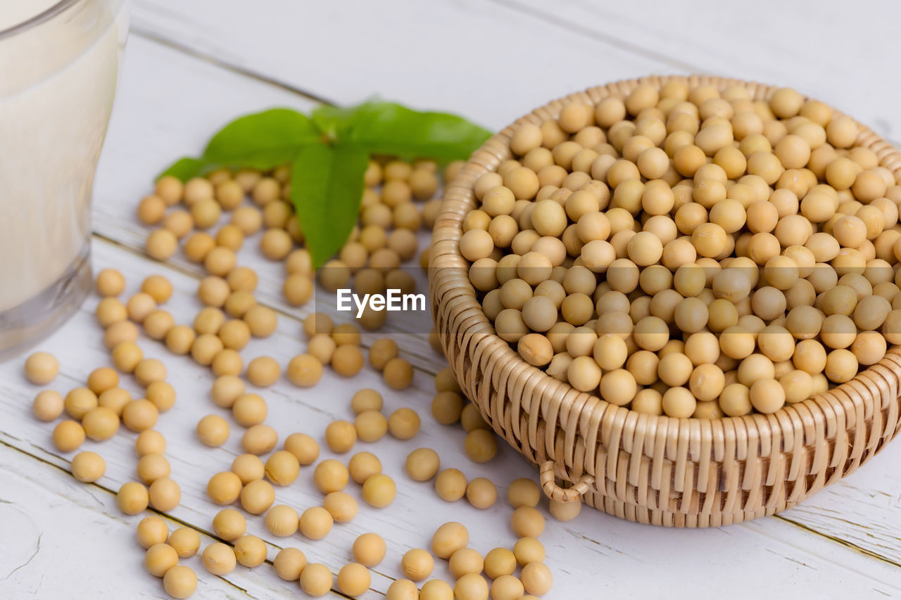 HIGH ANGLE VIEW OF EGGS IN CONTAINER