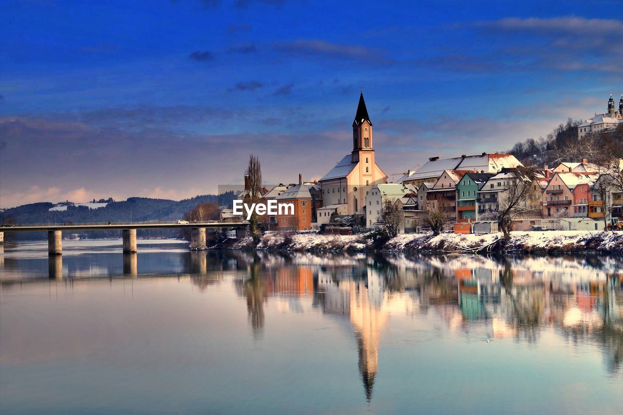 Reflection of buildings in river