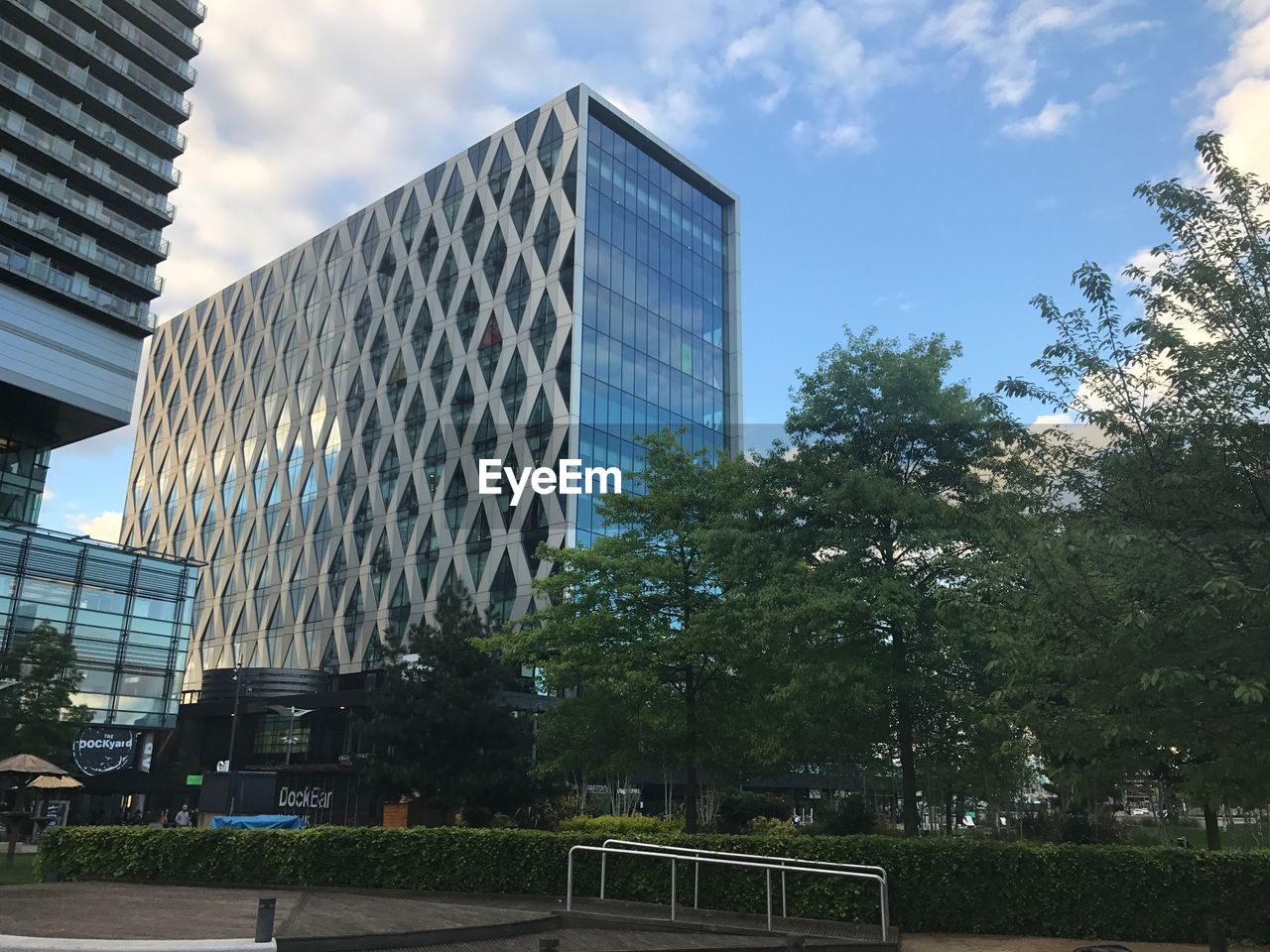 Low angle view of skyscrapers against sky