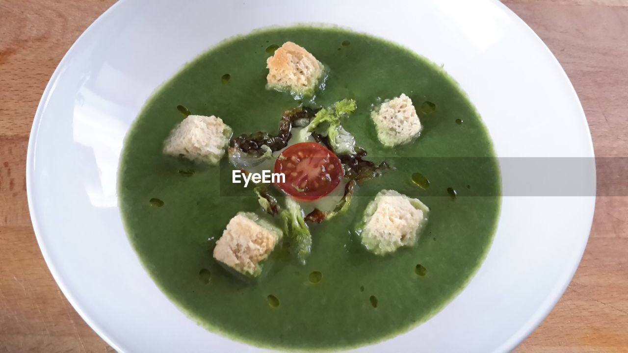 High angle view of food on table