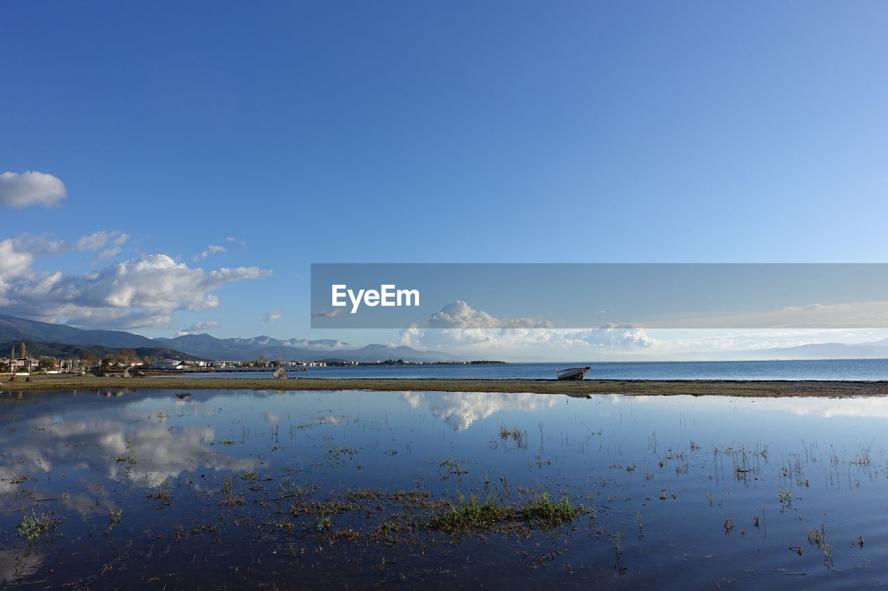 Scenic view of lake against sky