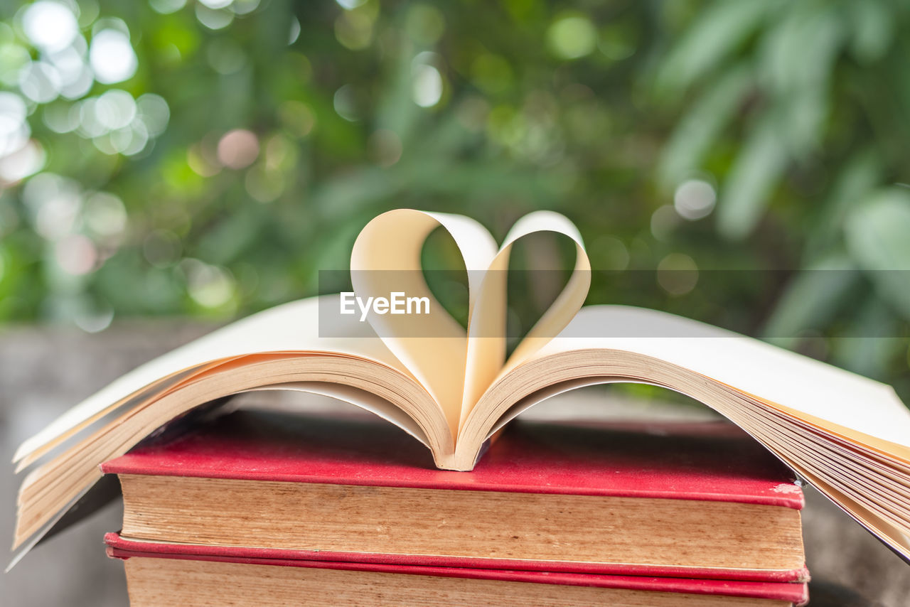 Heart shape forming on book