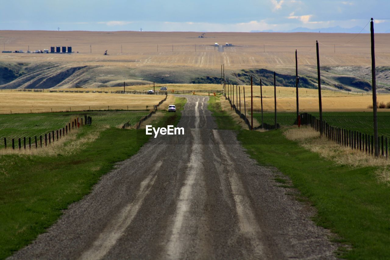 Country road on the outskirts of lethbridge, alberta, canada. 