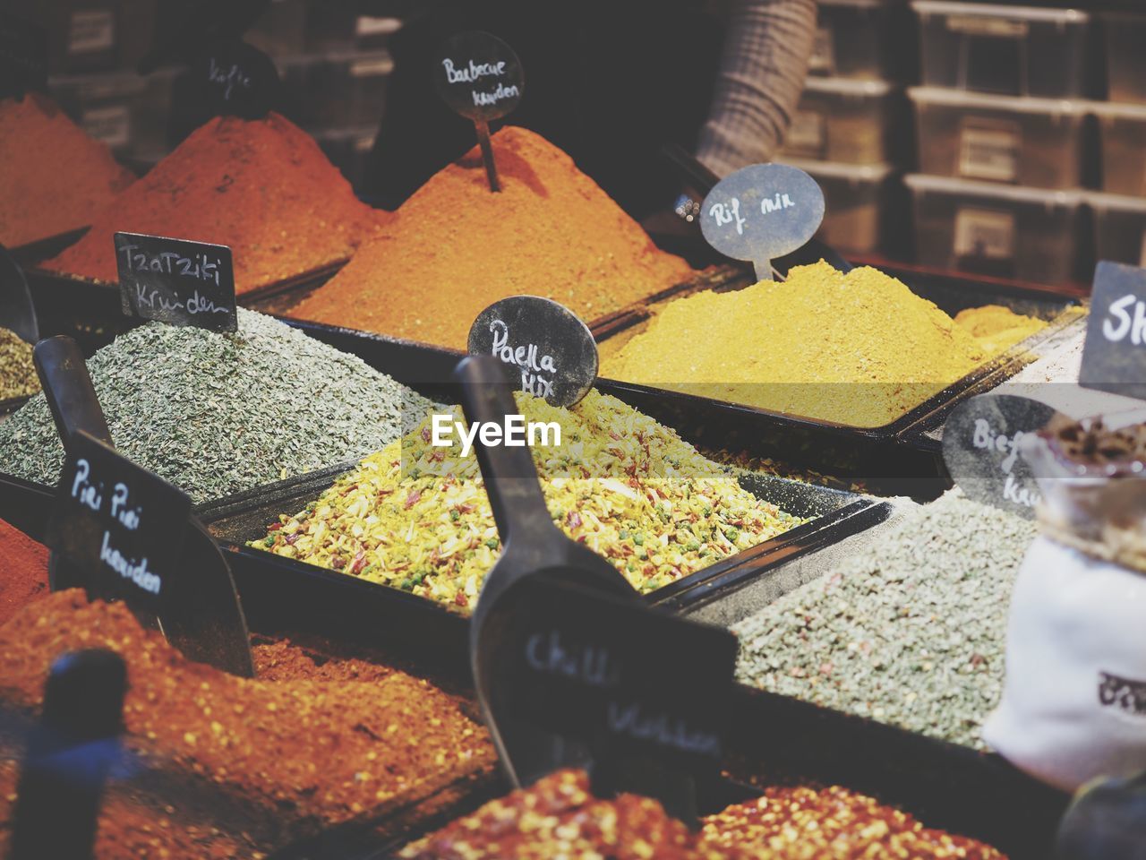 High angle view of food for sale at market stall