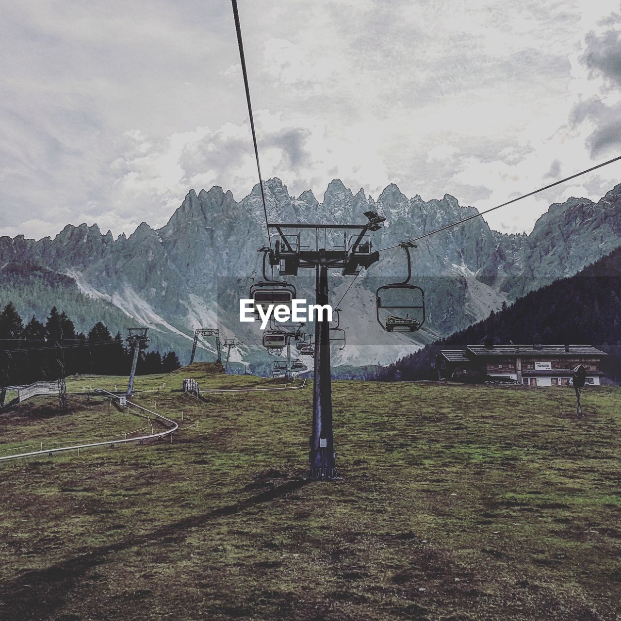 OVERHEAD CABLE CAR OVER LANDSCAPE