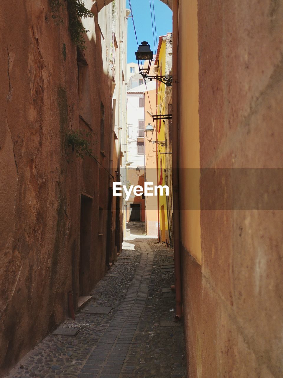 Narrow alley along buildings