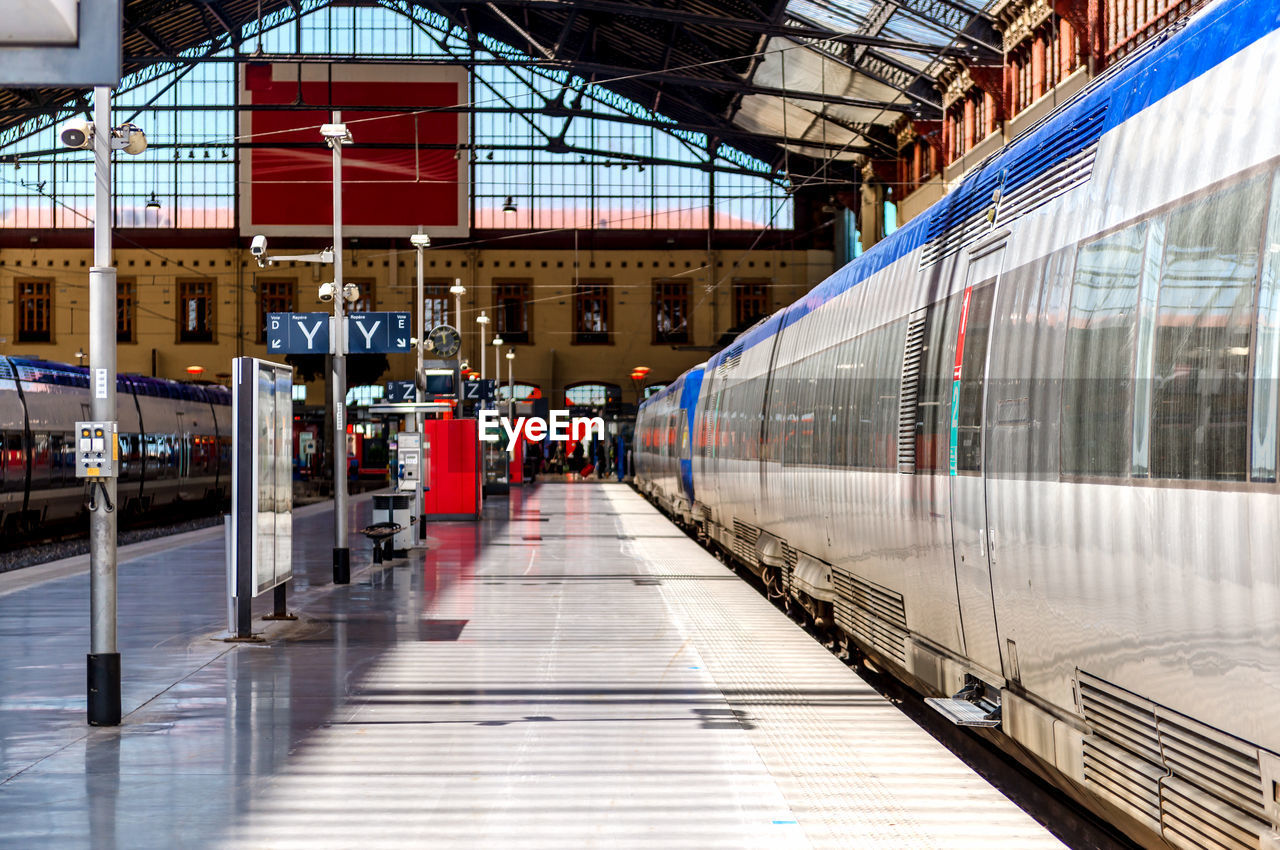 Sunlight falling on train at gare de marseille-saint-charles