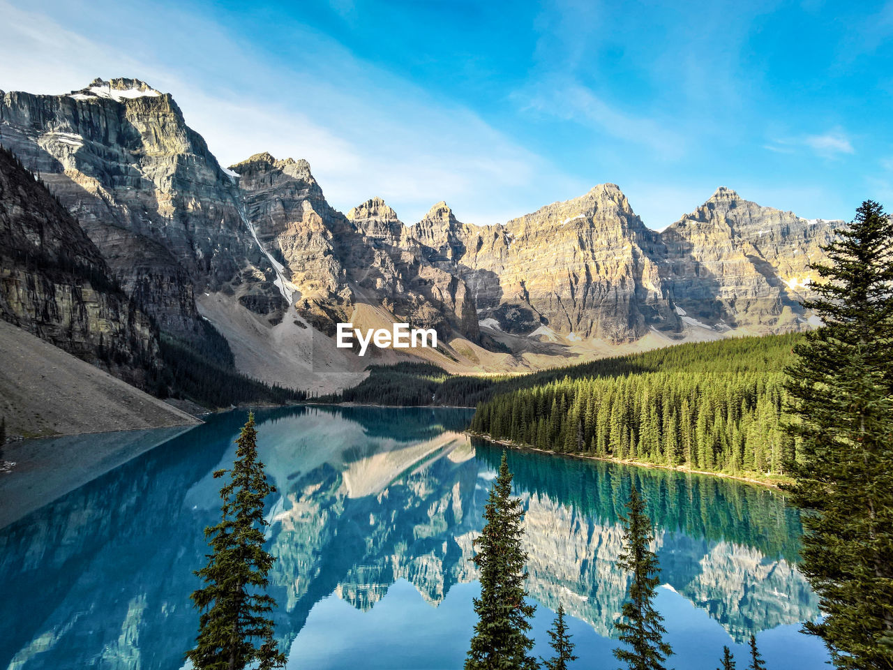 Scenic view of lake against mountain range