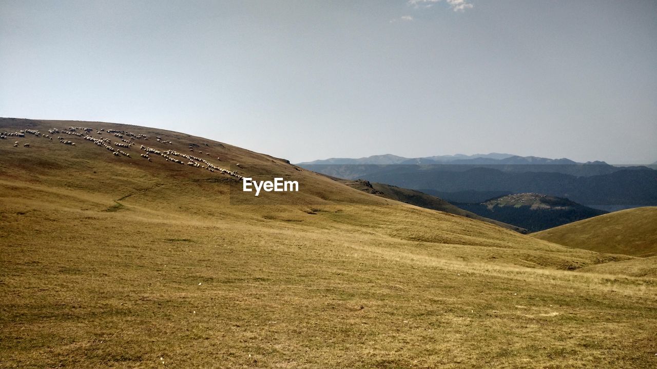 Scenic view of mountains against clear sky