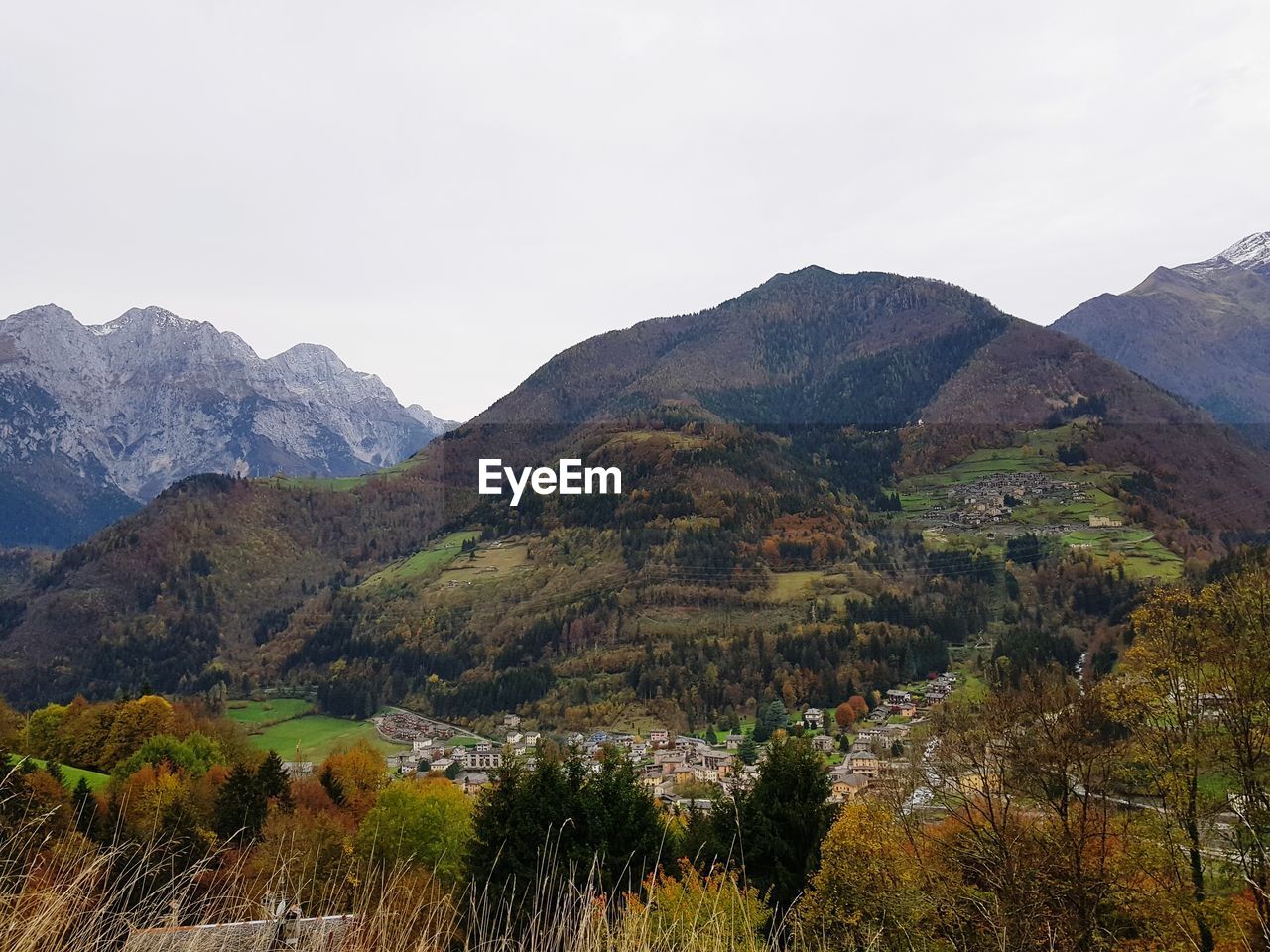 Scenic view of mountains against clear sky