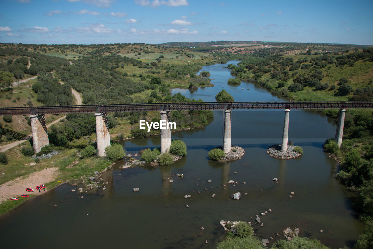 Bridge over lake against sky