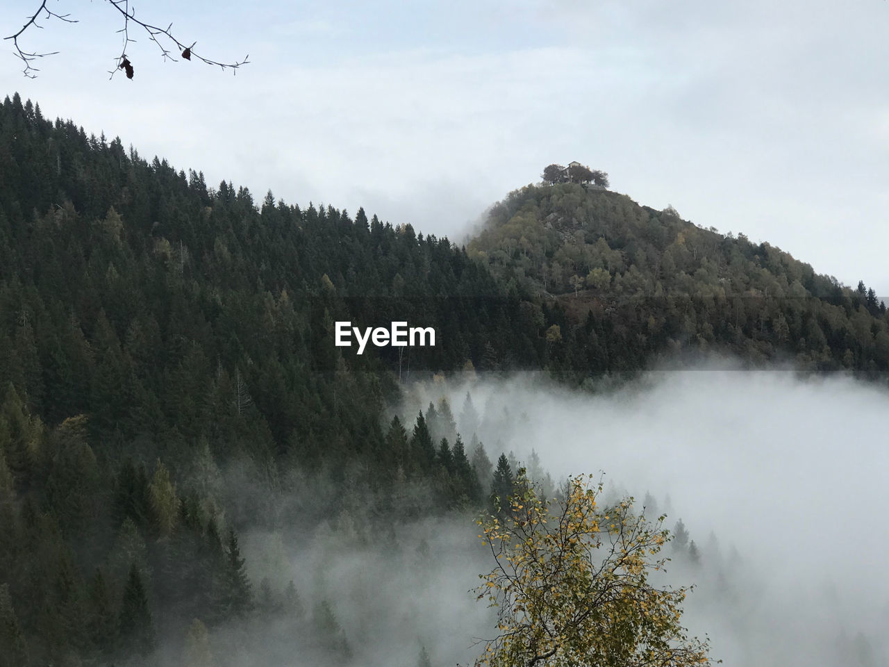 Mountains in the white clouds