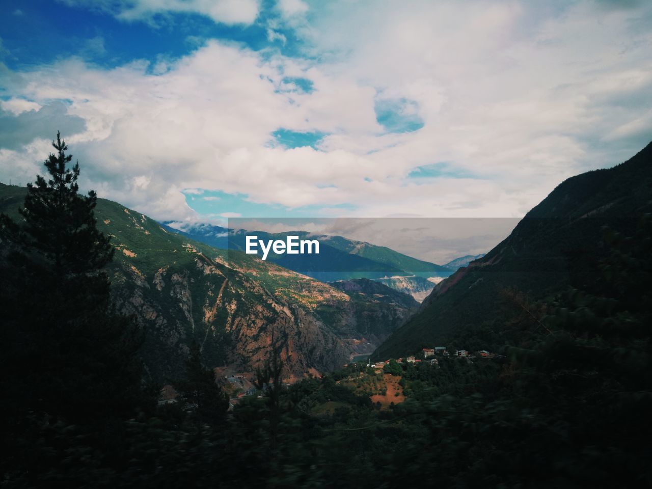 Scenic view of mountains against sky