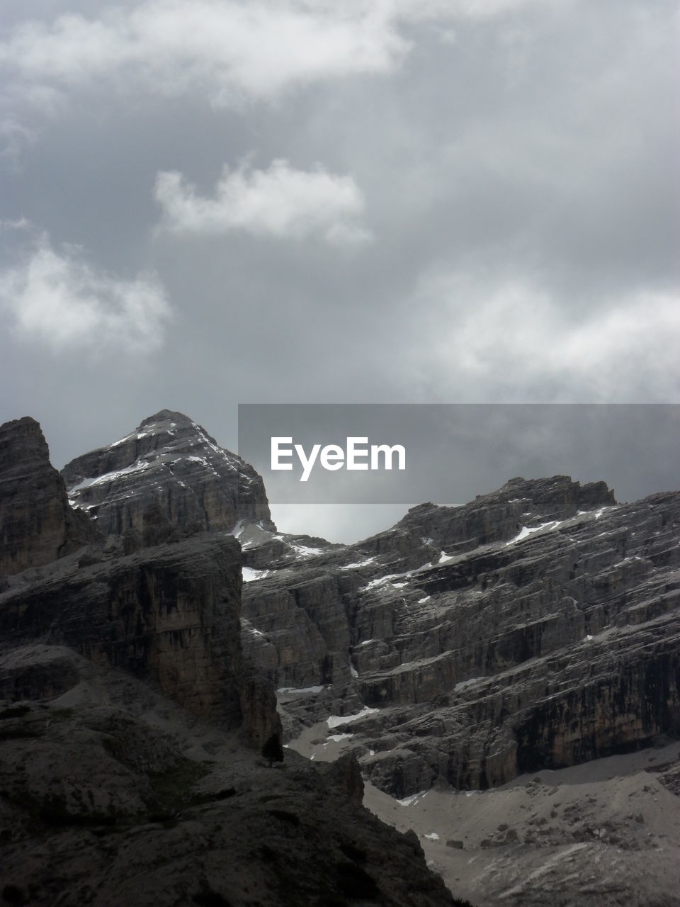 Scenic view of mountains against cloudy sky